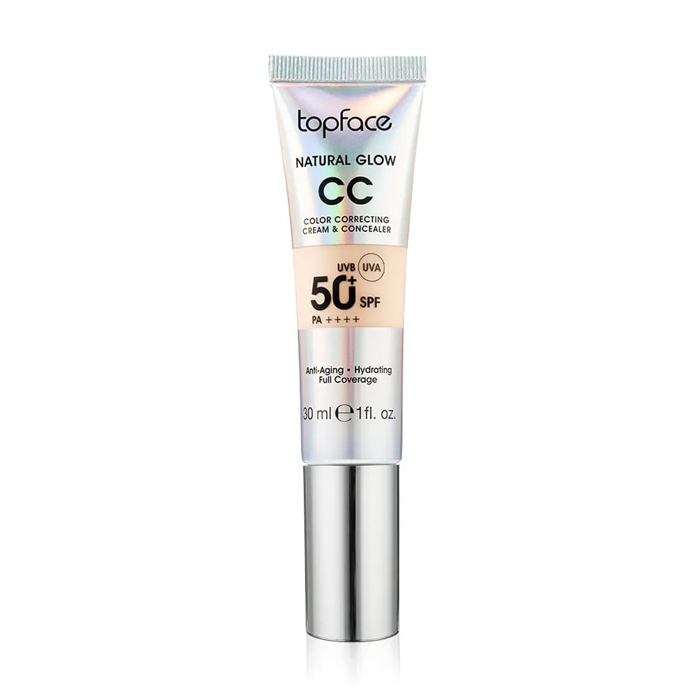 Тональний СС-крем для обличчя TopFace Natural Glow CC Color Correcting Cream &amp; Concealer, SPF 50+ PA++++, 004, 30 мл